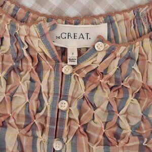 THE GREAT. The Hazel Top | Size 2 | Washed Rose Plaid